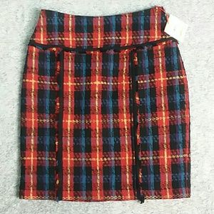 NWT Ann Klein Red Plaid Skirt/ size 2